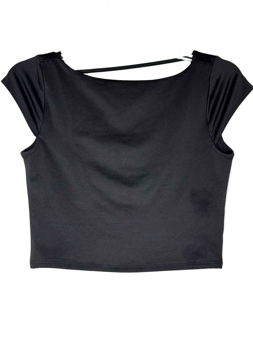 NWOT-Live In The Moment Cap Sleeve Stretch Back Strap Crop Top Black M